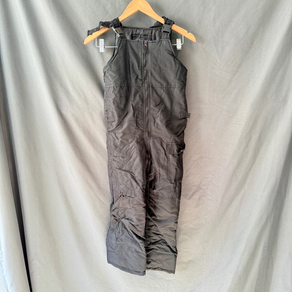 London Fog Kids Snow Pants Bibs Size Small 8 Black Insulated Cargo Pocket